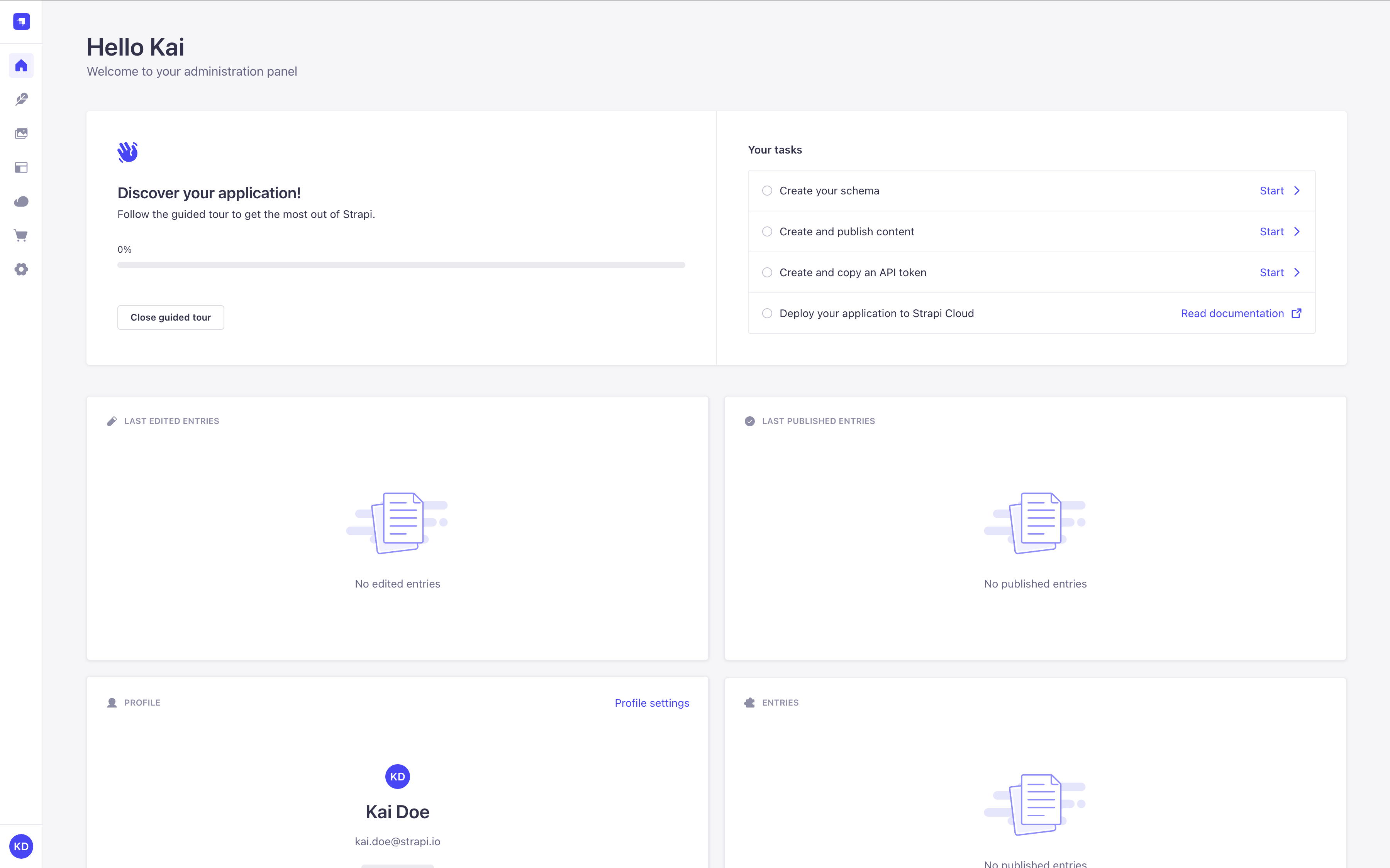 管理パネルのホーム画面
