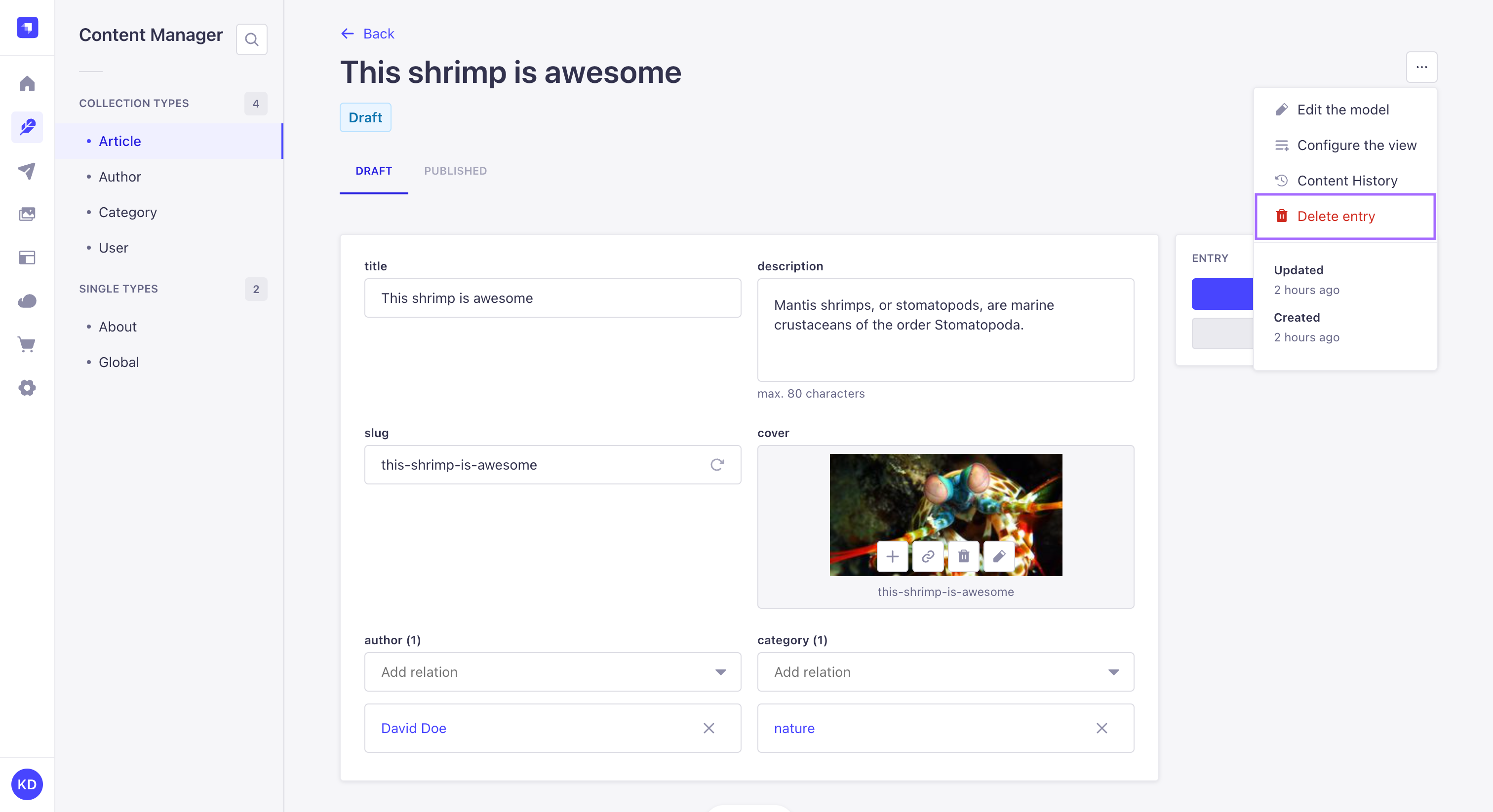 エントリーの削除