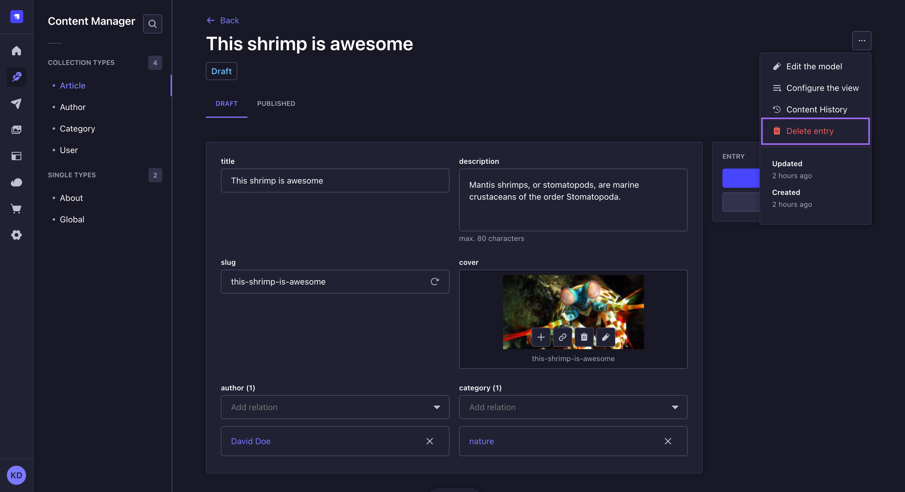 エントリーの削除