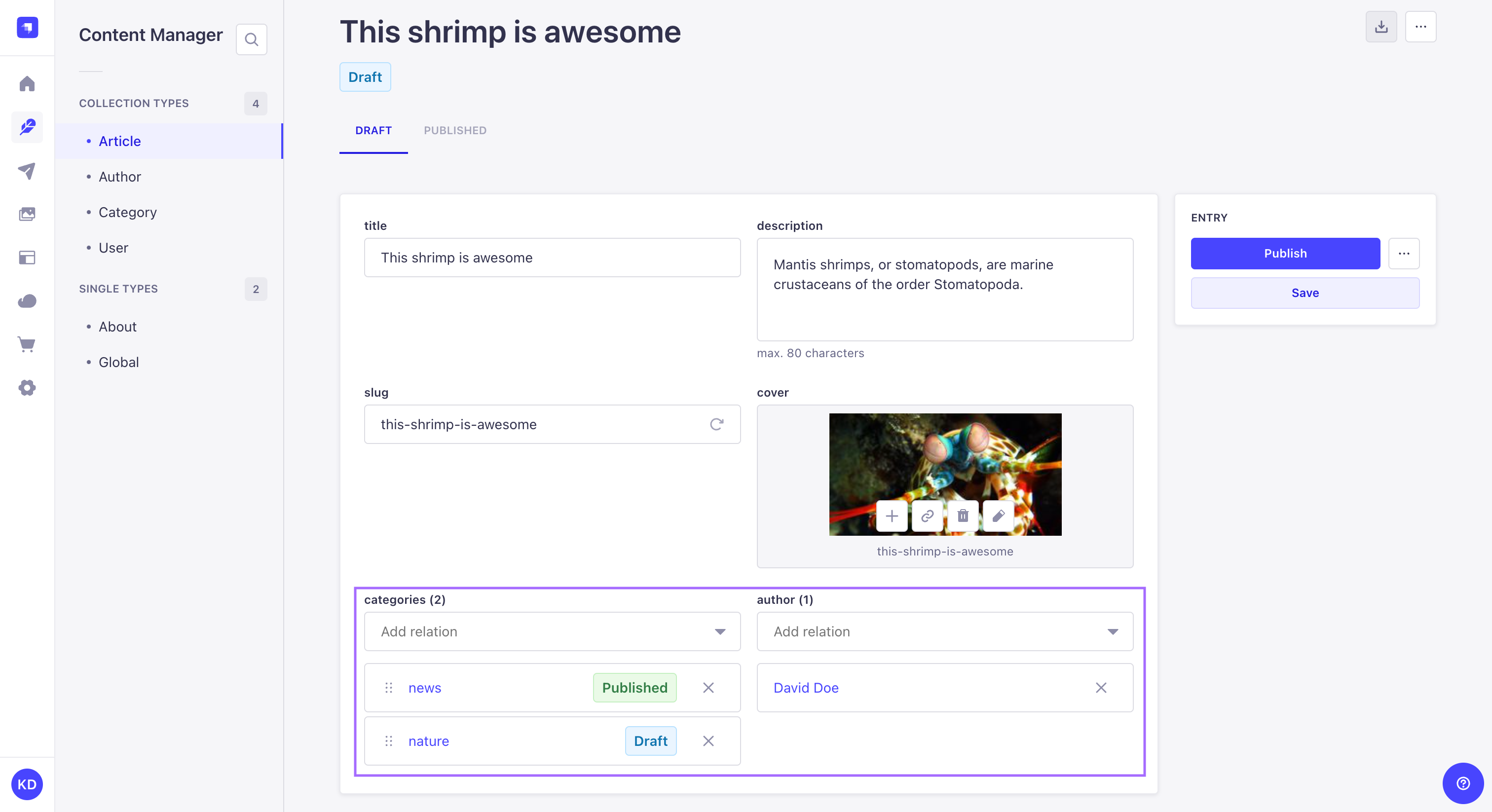 編集ビューでのリレーションフィールド