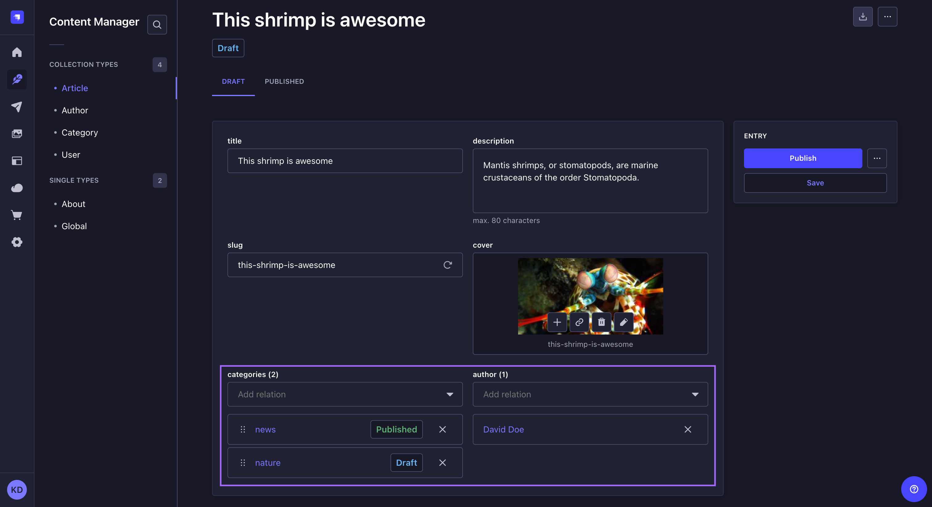 編集ビューでのリレーションフィールド