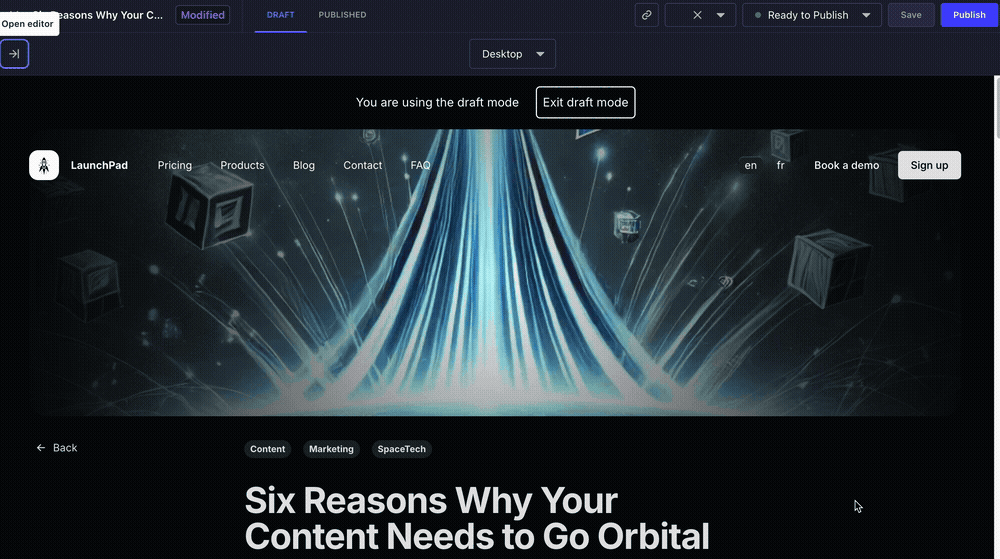 コンテンツのプレビュー