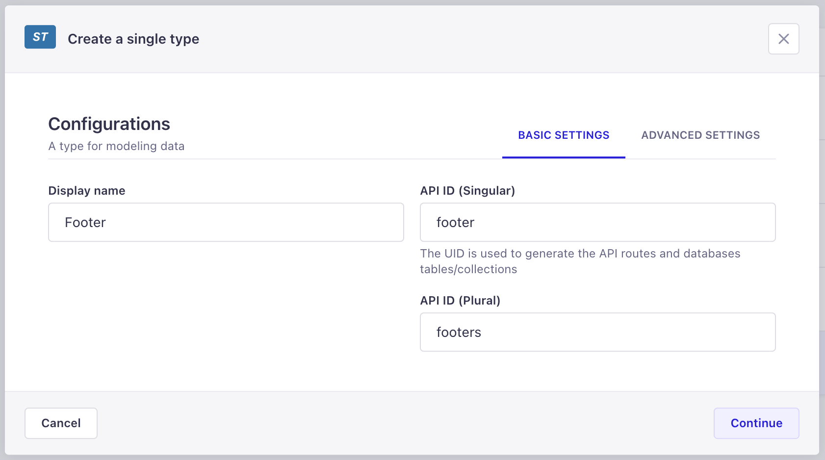 コンテンツタイプの作成