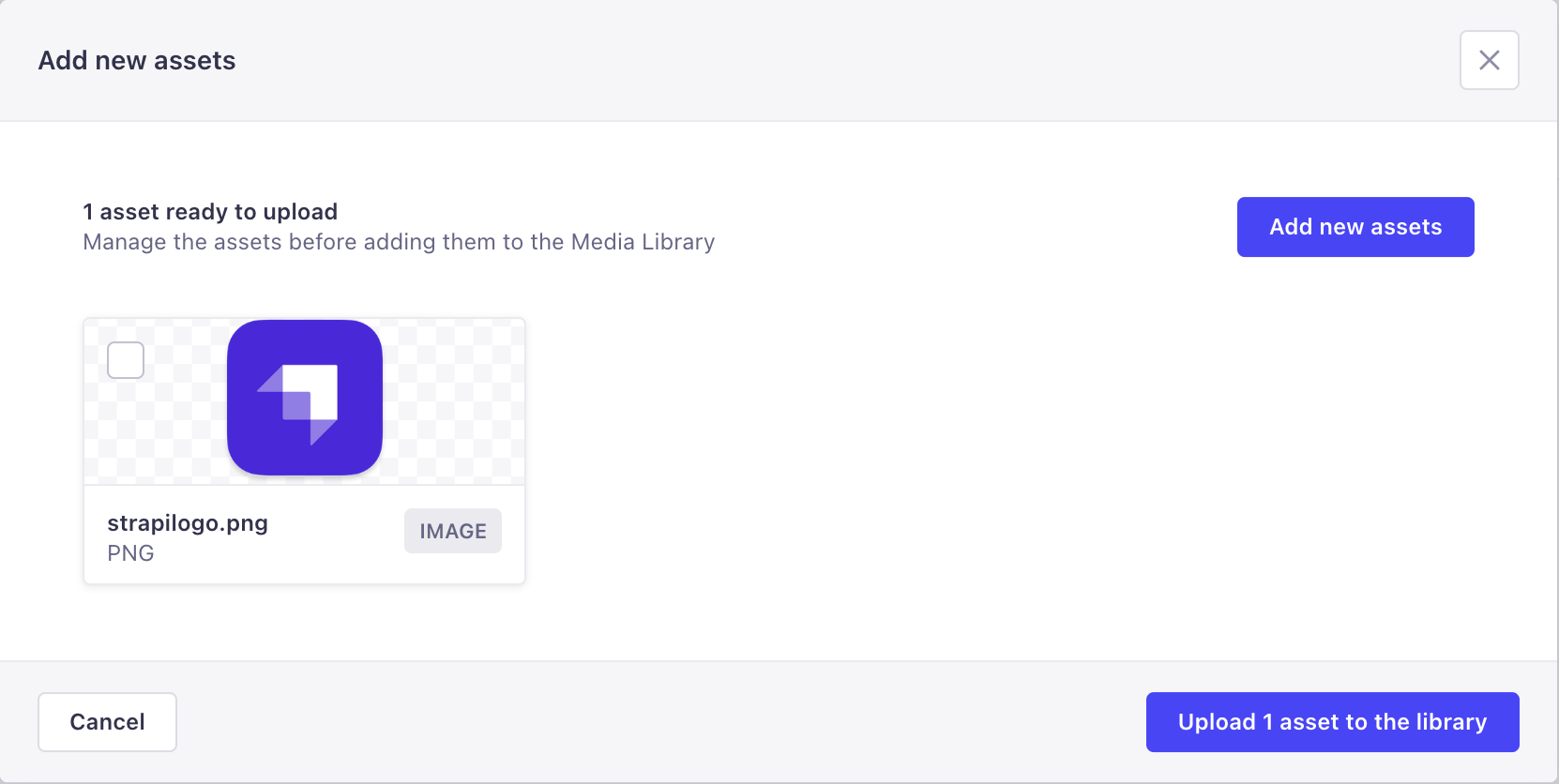 新規アセット追加ウィンドウ