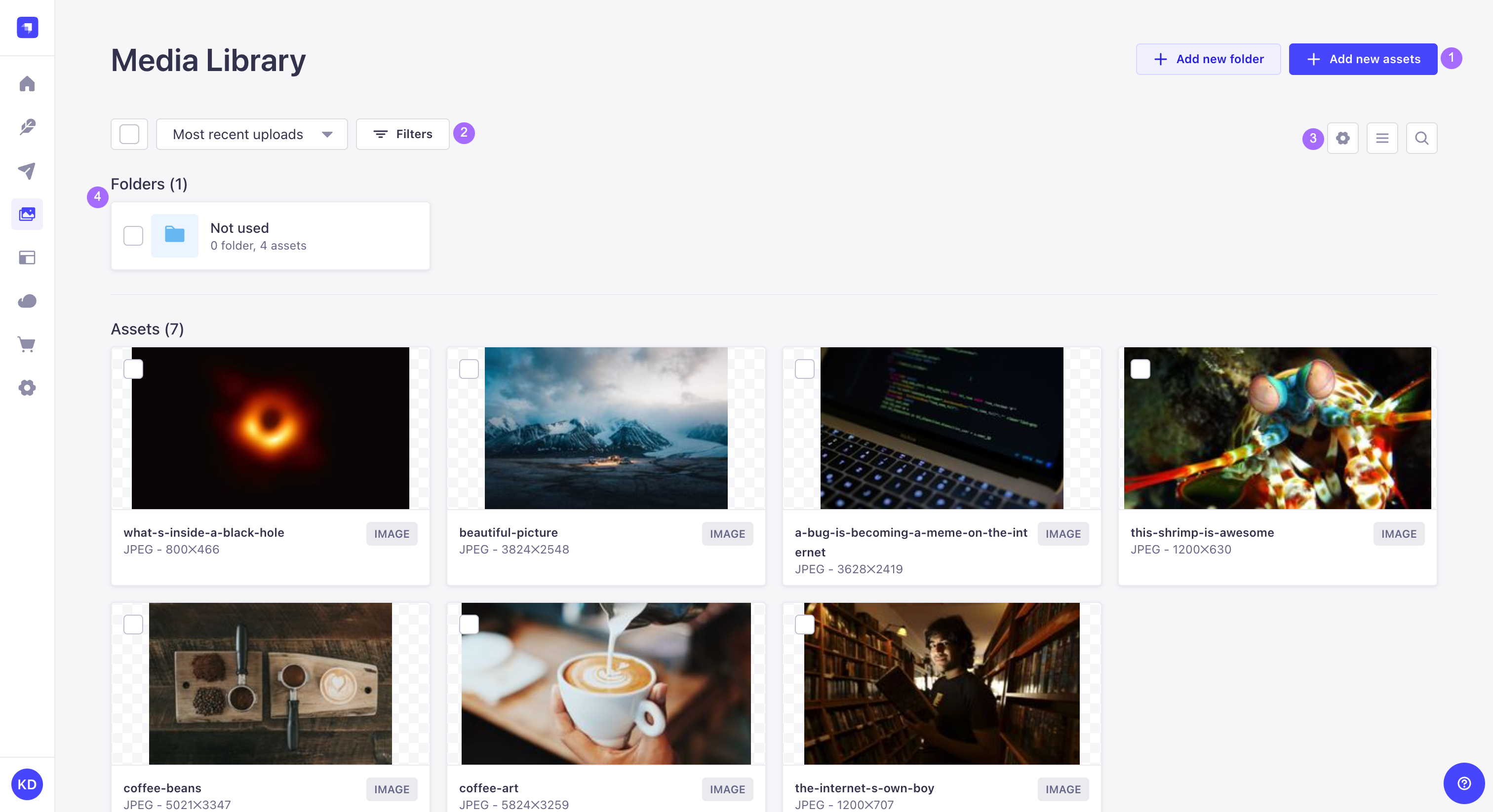 メディアライブラリの概要（注釈付き）