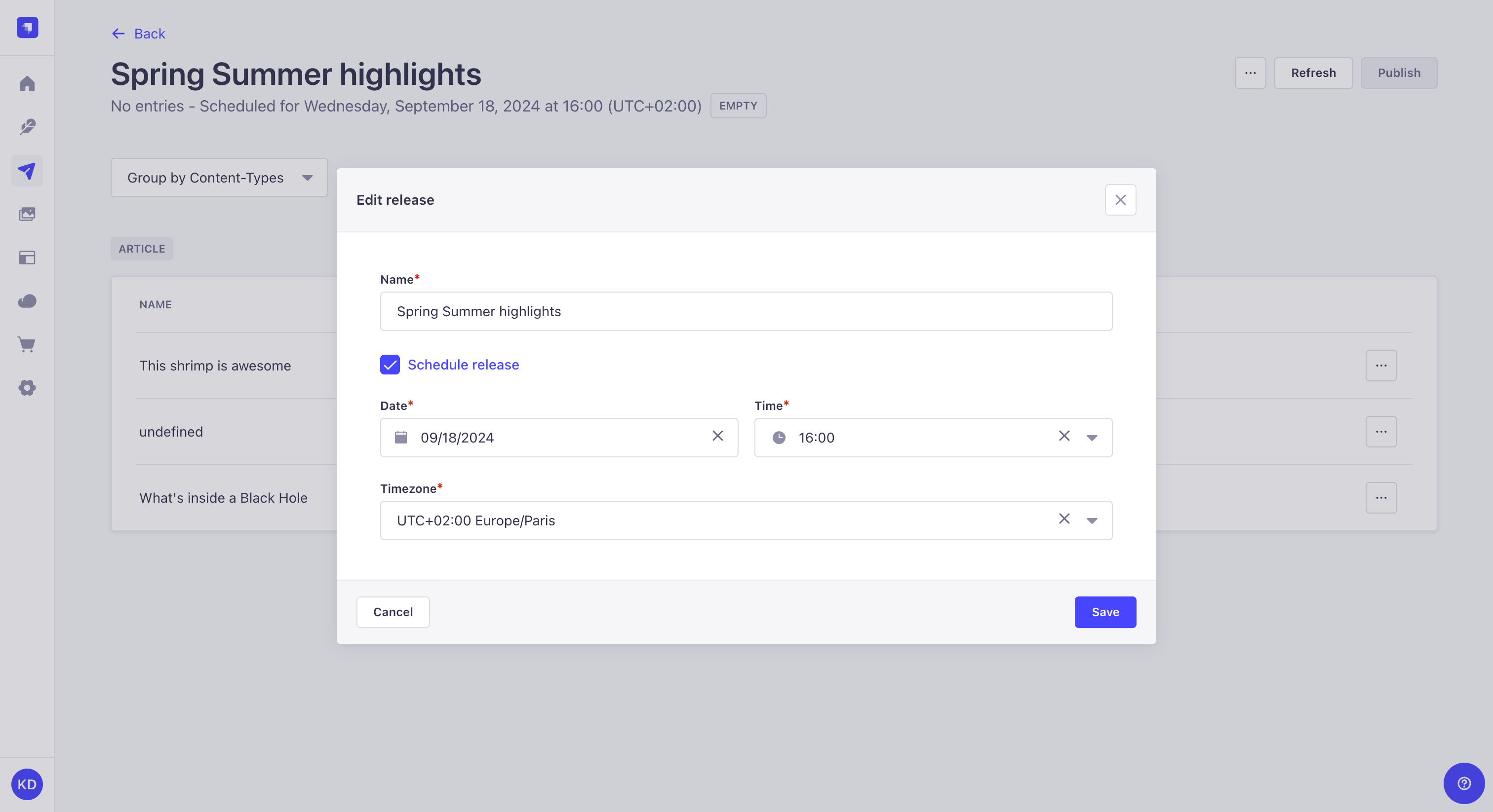 リリースのスケジュール