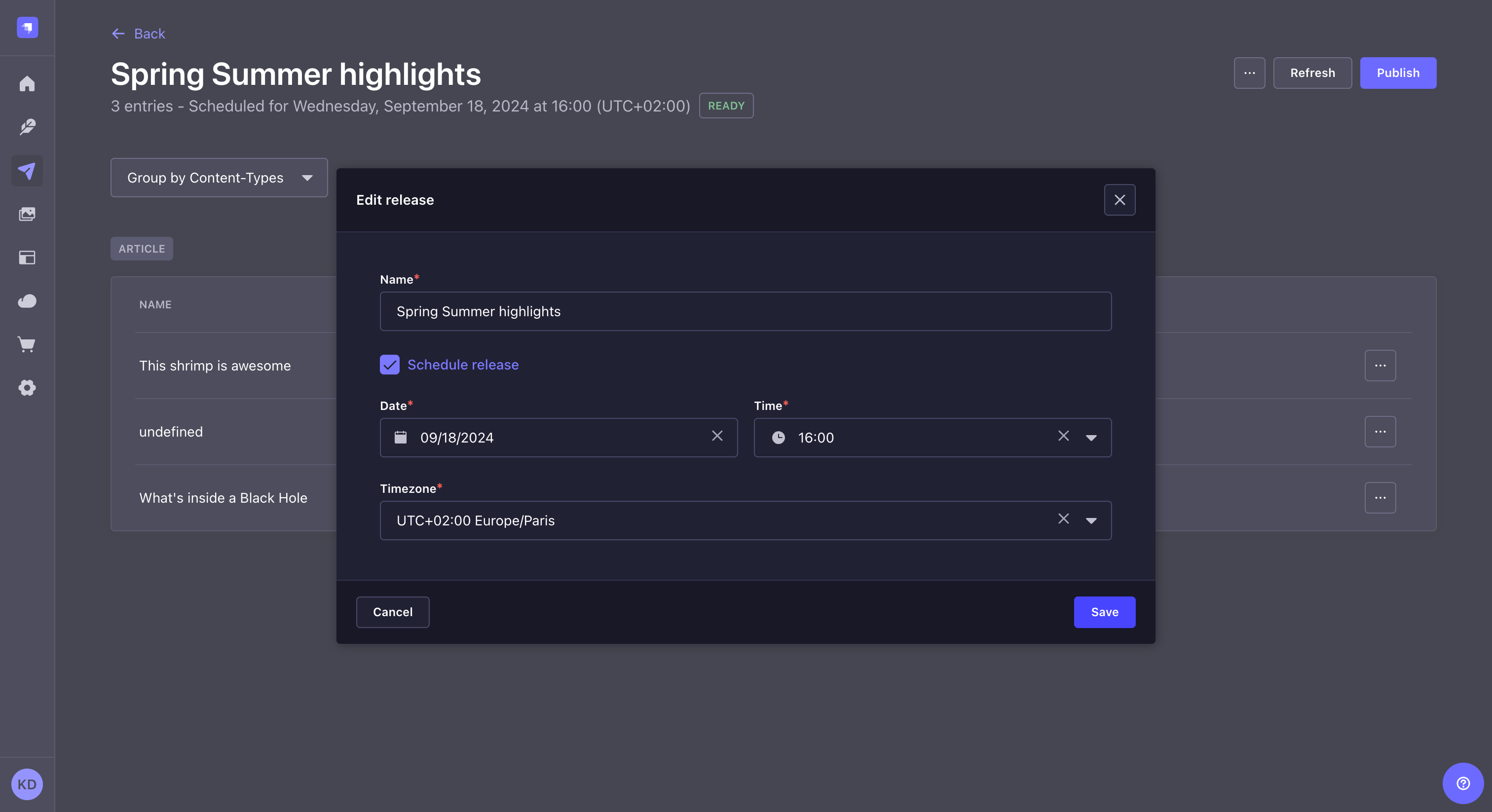 リリースのスケジュール