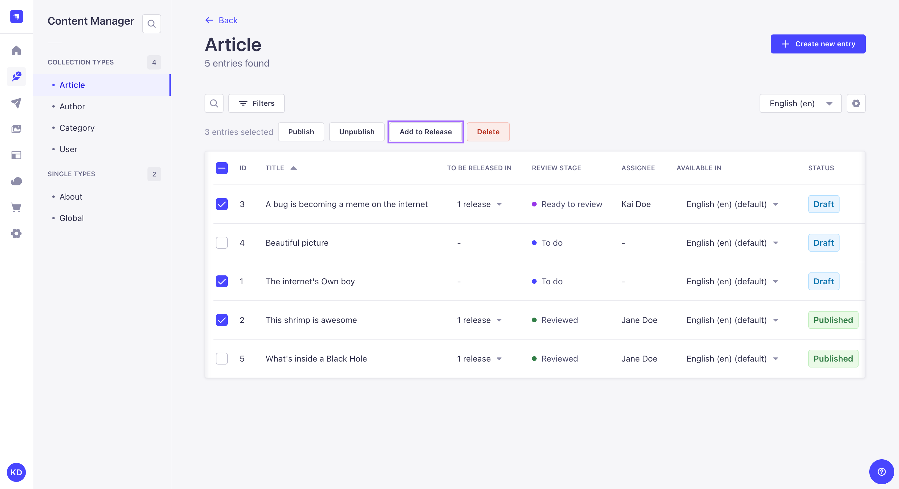リストビューからリリースに含める