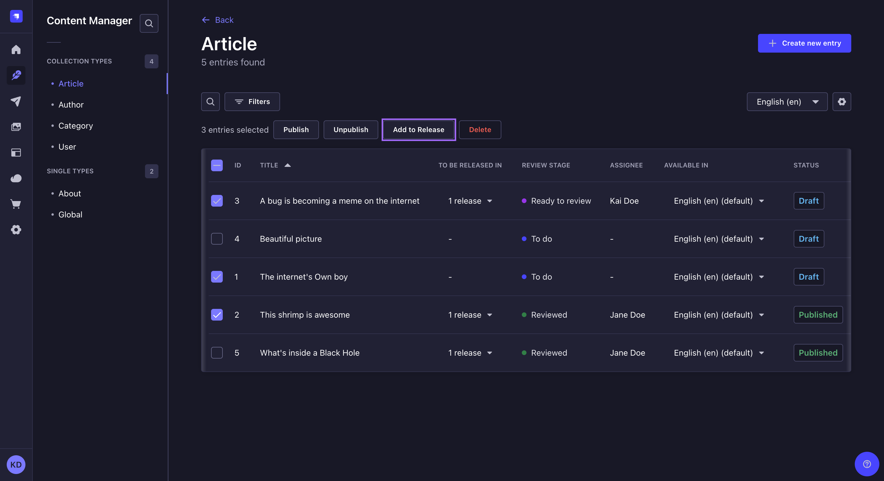 リストビューからリリースに含める