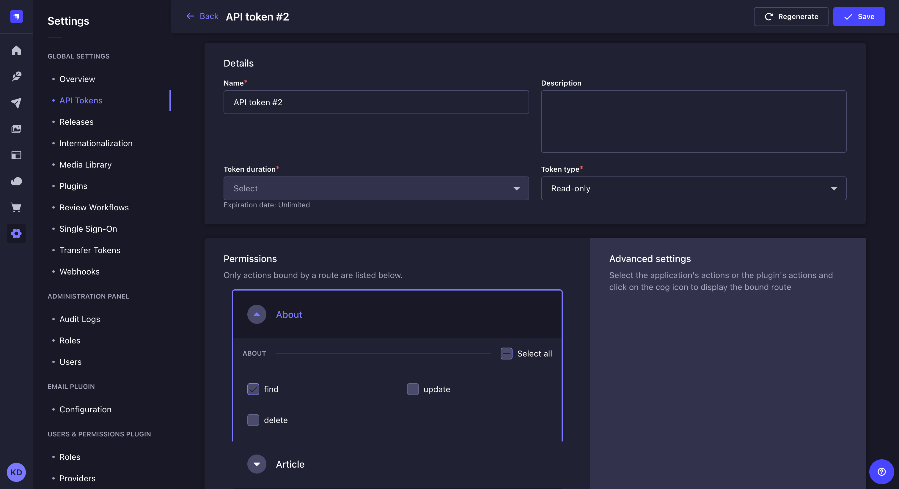 カスタム API トークン