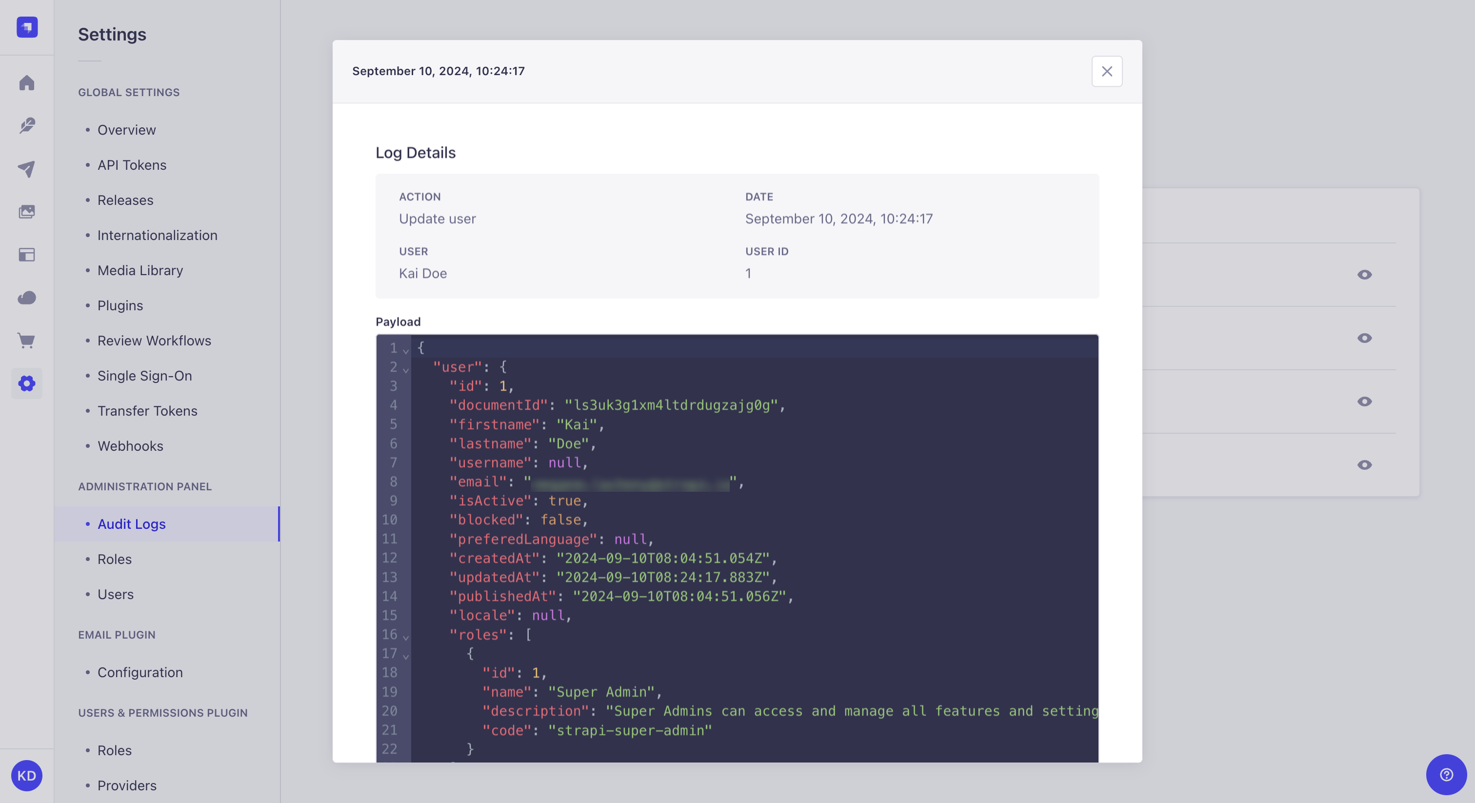 ログ詳細モーダル