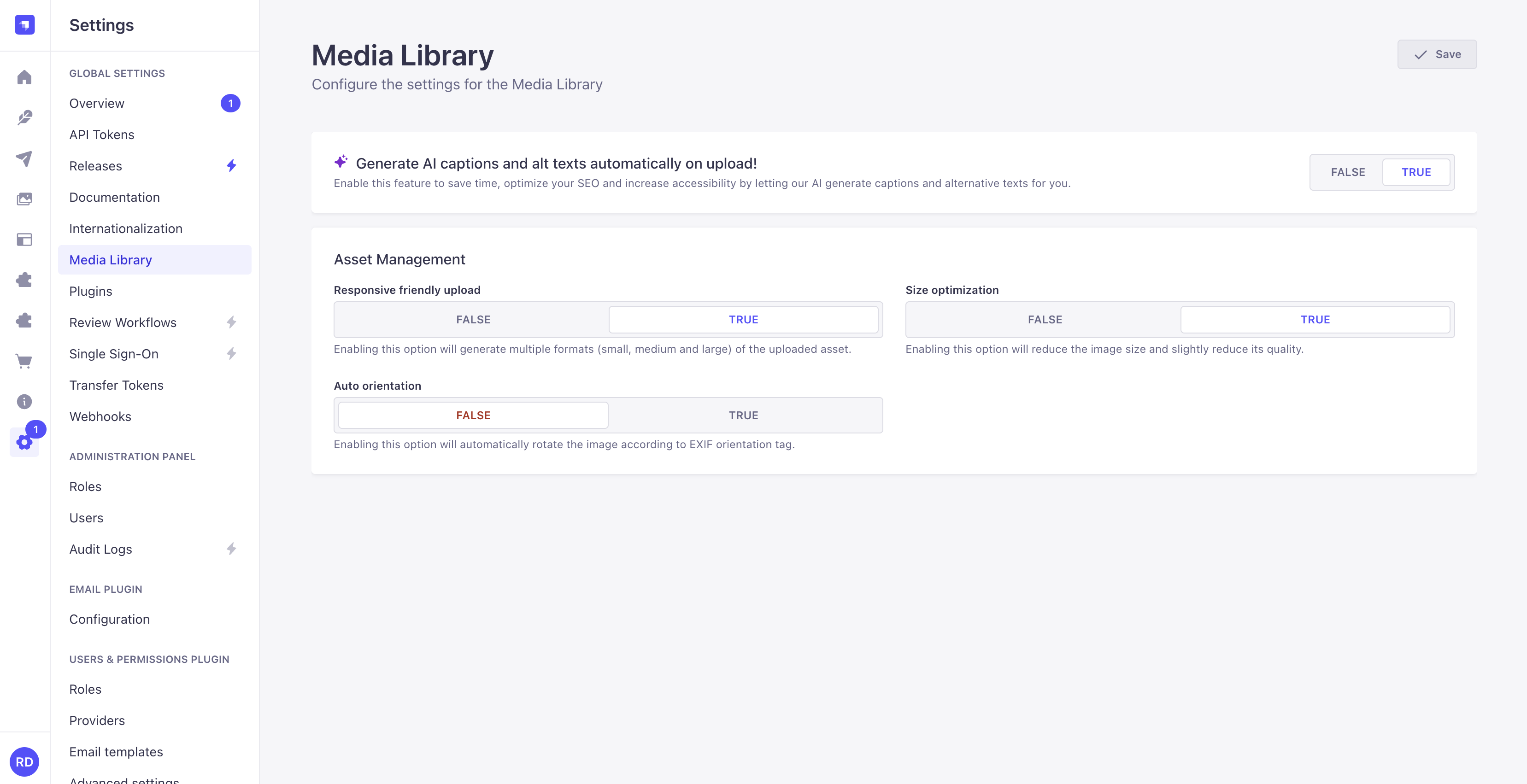   メディアライブラリの設定