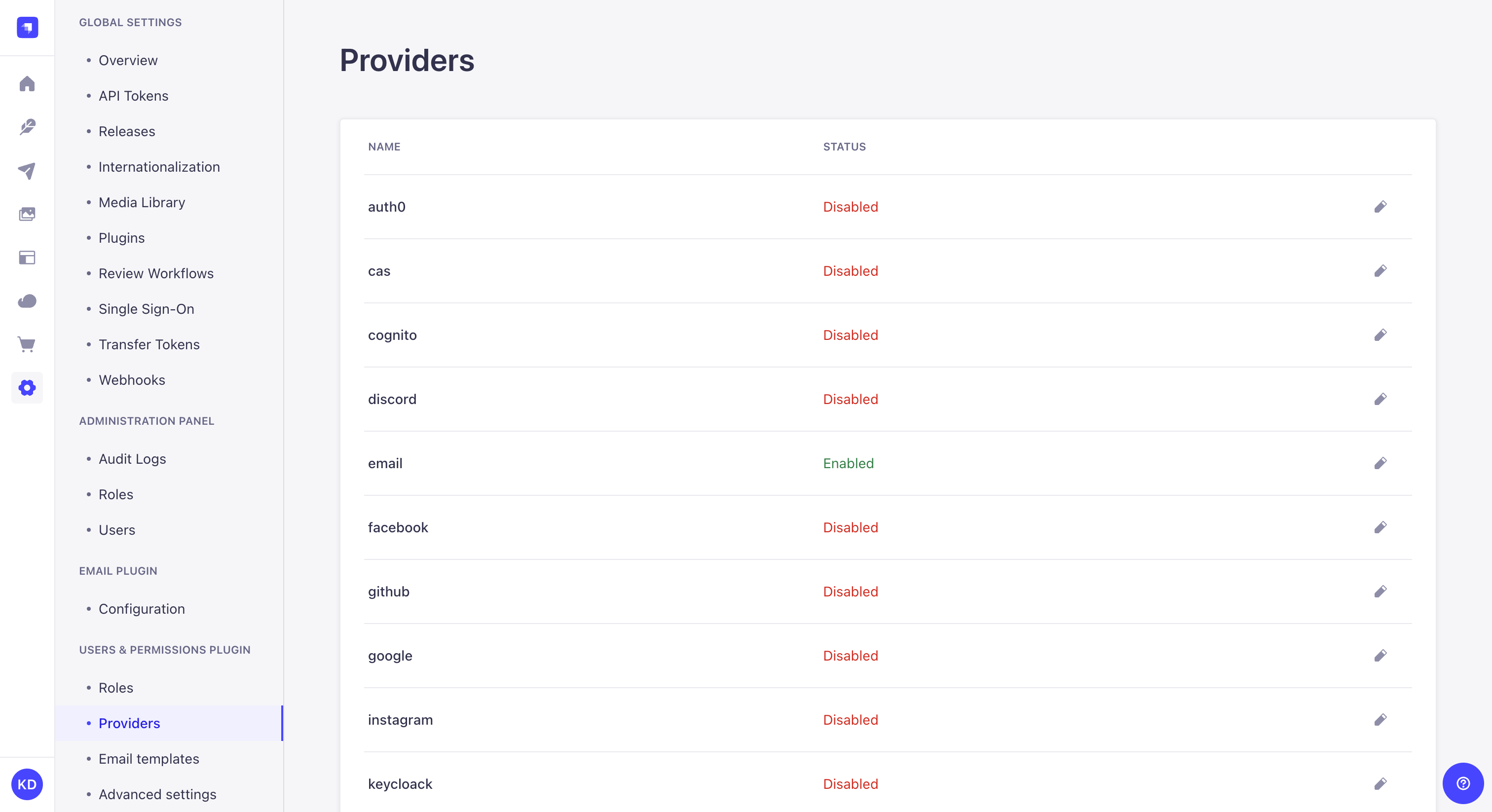 プロバイダー画面