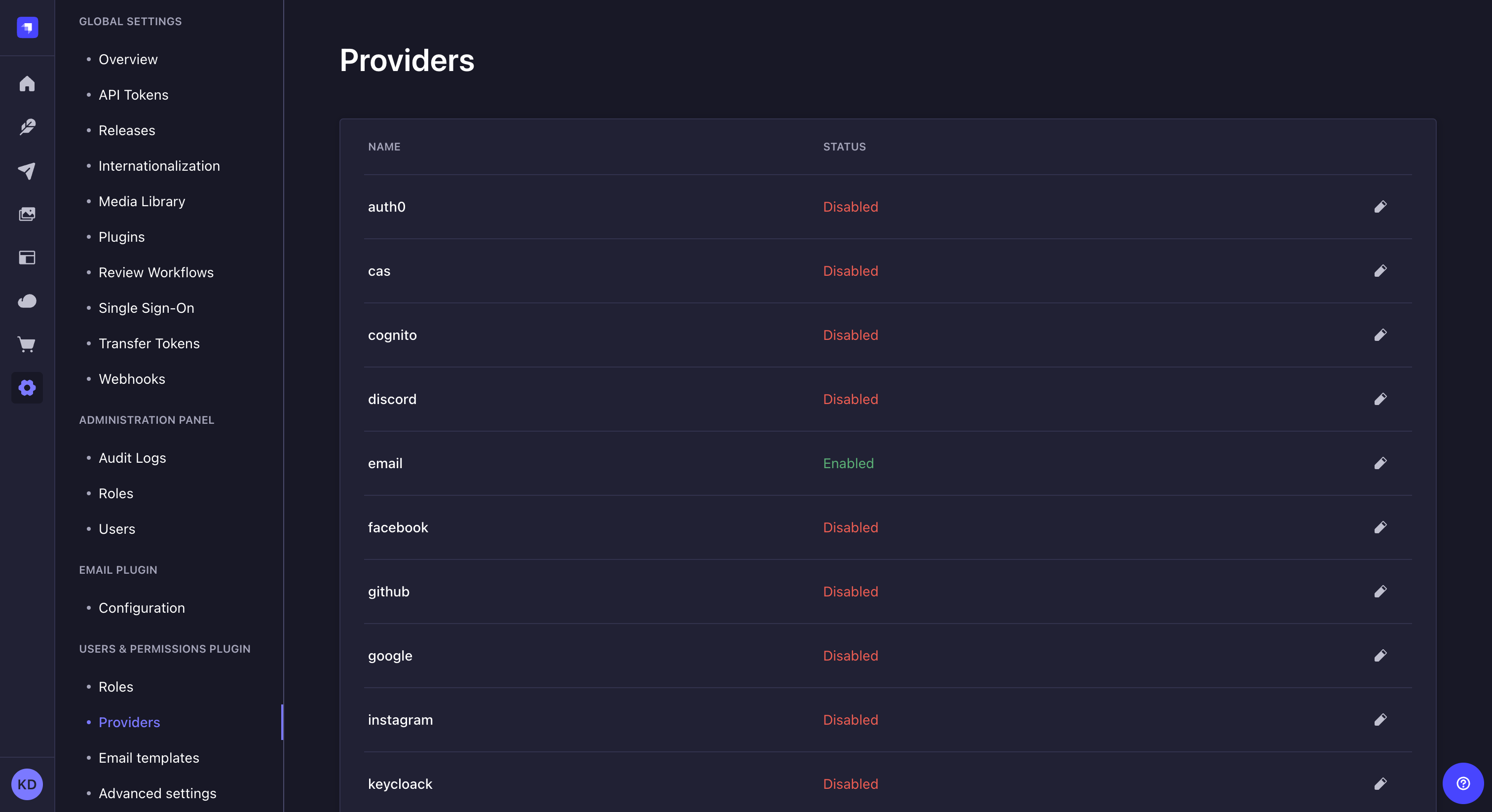プロバイダー画面