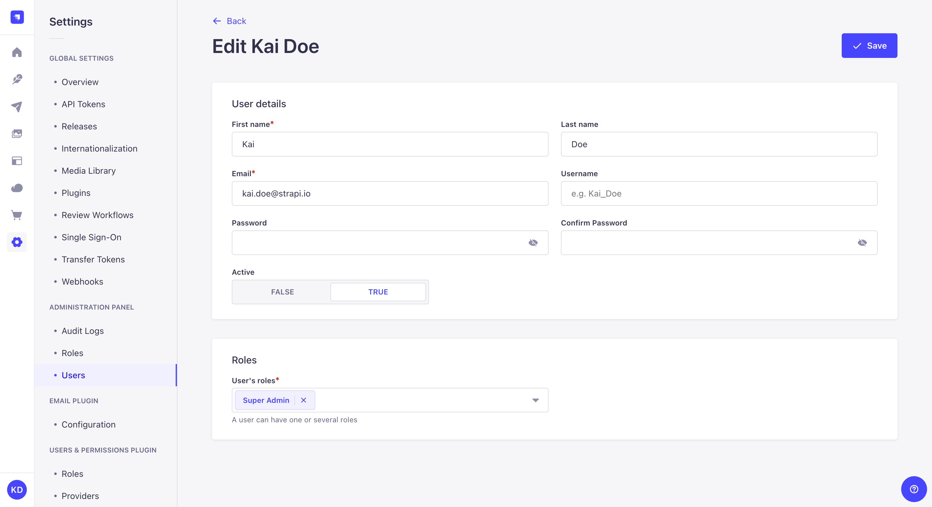 管理者アカウントの編集