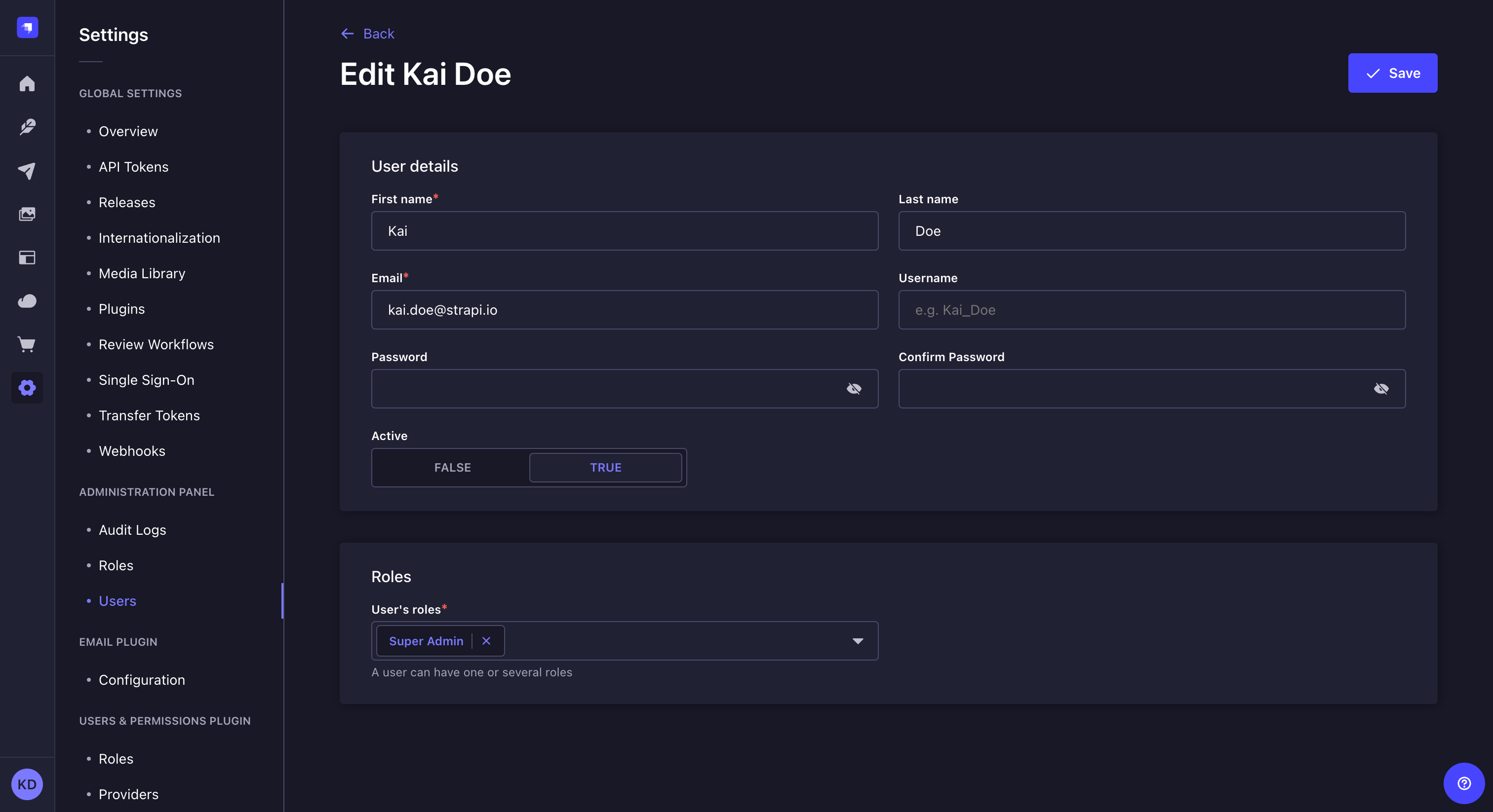 管理者アカウントの編集